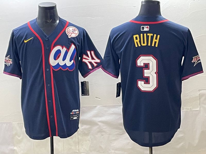 Men 2025 New York Yankees 3 Ruth Drak Blue All star Nike MLB Jersey style 03